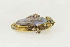 14K Yellow Gold Victorian Painted Lady of the Harvest Pin/Brooch
