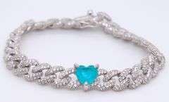 Heart Shaped Cubic Zirconia Sterling Silver Bracelet