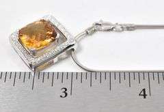 Timeless 14K White Gold Citrine and Diamond Pendant Necklace