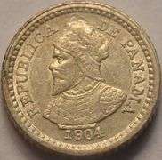 1904 Panama "Pill" 2 1/2 Centesimos Silver Coin