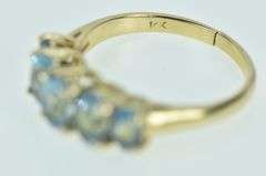 14K Yellow Gold Five Stone Blue Topaz Vintage Classic Ring