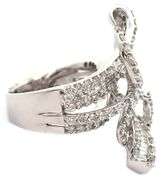4.50ctw Round and Baguette Diamond Frame Swirl Bypass Cocktail Ring in 18K