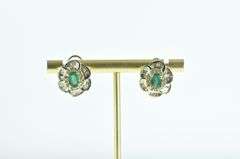 14K Yellow Gold 2.75 Ctw Emerald Diamond French Clip Earrings