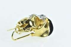 18K Yellow Gold Pave Diamond Wrap French Clip Hoop Earrings