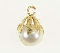 14K Yellow Gold 7.8mm Vintage Pearl Classic Simple Charm/Pendant