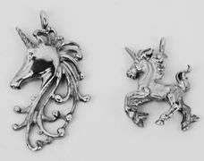 2 Sterling Silver Unicorn Pendants