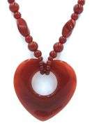Set of Red agate beads necklace with dangle earrings