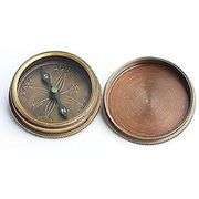 Voyager Antique Brass Compass with Imprinted Leather Case