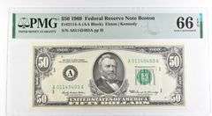 1969 $50 Boston MA US FRN Fr#2114-A 66 Gem Unc EPQ PMG