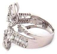 4.50ctw Round and Baguette Diamond Frame Swirl Bypass Cocktail Ring in 18K