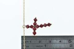 10K Yellow Gold Vintage Sim. Garnet Cross Christian Necklace