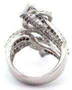 4.50ctw Round and Baguette Diamond Frame Swirl Bypass Cocktail Ring in 18K