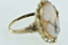 10K Yellow Gold Diamond Necklace Carved Lady Cameo Ring