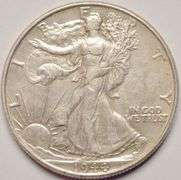 1944 Walking Liberty Half Dollar, Circulated.