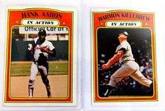 Aaron & Killebrew 1972 Topps in Action Baseball Cards