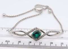 Sterling Silver Green and White Cubic Zirconia Bracelet