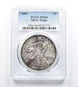 MS66 2003 American Silver Eagle PCGS Beautiful Blue/Purple Toning