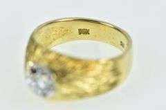 14K Yellow Gold 0.20 Ct Retro Grooved Vintage Statement Ring