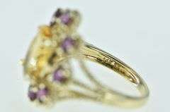 14K Yellow Gold Citrine Rubellite Vintage Cocktail Ring