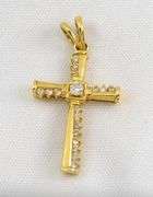Sweet 18K YG Diamond Cross Pendant
