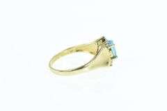 10K Yellow Gold Oval Blue Topaz Diamond Accent Ring