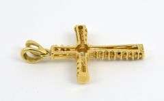 Sweet 18K YG Diamond Cross Pendant