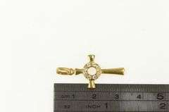 18K Yellow Gold Ornate Celtic Cross Christian Vintage CZ Pendant