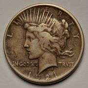 1921 High Relief Peace Silver Dollar, Circulated.