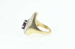 14K Yellow Gold Rubellite Mother of Pearl Diamond Planchette Ring