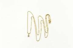 14K Yellow Gold 0.10 Ct Diamond Solitaire Box Chain Necklace