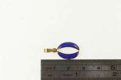 18K Yellow Gold O Letter Monogram Lapis Lazuli Oval Pendant