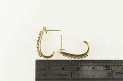 14K Yellow Gold 0.40 Ctw Diamond Curved Bar Statement Earrings
