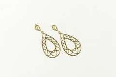 14K Yellow Gold Tear Drop Filigree Dangle Statement Earrings