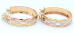 14kt Tri color gold small hoop earrings