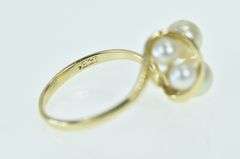 14K Yellow Gold Vintage Pearl Cluster Freeform Bypass Ring