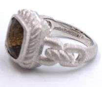 Judith Ripka 925 sterling silver orange stone ring