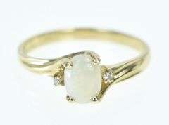 10K Yellow Gold Vintage Opal Diamond Accent Bypass Ring