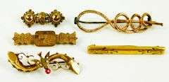 5 Antique Gold-Filled Bar Pins