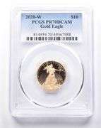 2020-W $10 American Gold Eagle 1/4 Oz Gold PR70 DCAM PCGS