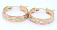 14kt Tri color gold small hoop earrings