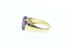 14K Yellow Gold Oval Amethyst Vintage Statement Ring