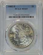 Gorgeous Gem BU 1882-S Morgan Silver Dollar. PCGS MS65