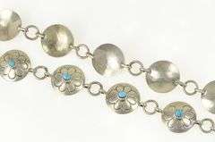 Sterling Silver Southwestern Round Turquoise Stamped Belt