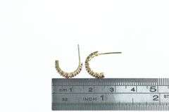 14K Yellow Gold Natural Ruby Half hoop Statement Earrings