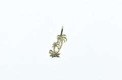 14K Yellow Gold Palm Tree Beach Ocean Motif Charm/Pendant