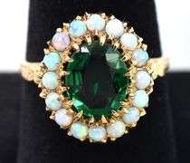 Absolutely Stunning 10K Yellow Gold Emerald and Opal Seed Gemstone Ring