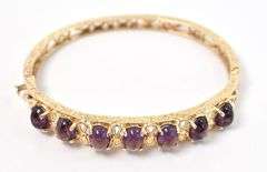 Wow Factory 14K Yellow Gold Amethyst Bangle Bracelet