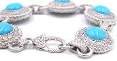 Signed Judith Ripka 925 sterling silver Turquoise link bracelet