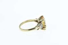 10K Yellow Gold 1950's Emerald Cut Syn. Citrine Diamond Ring