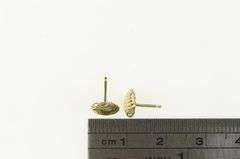 14K Yellow Gold Vintage Wave Curvy Round Circle Stud Earrings